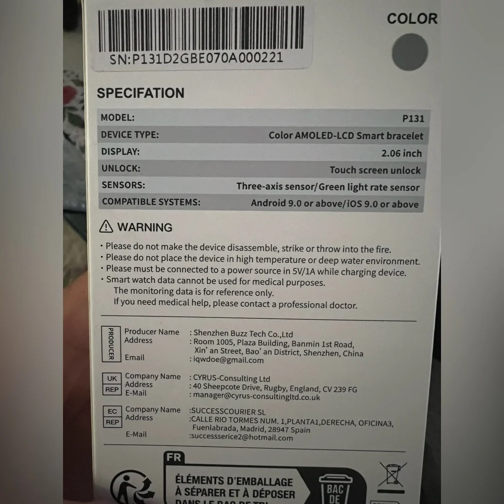 NIB Smart Watch with Heart Rate Monitor gray